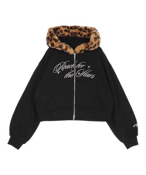 ANAP GｉRL（アナップガール）の「ヒョウ柄 ファー付 フーディー パーカー【キッズお揃い】（パーカー・キッズ・ピンク/ブラック/ライトグレー・M/S/XS）」の17枚目の写真