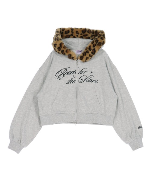 ANAP GｉRL（アナップガール）の「ヒョウ柄 ファー付 フーディー パーカー【キッズお揃い】（パーカー・キッズ・ピンク/ブラック/ライトグレー・M/S/XS）」の18枚目の写真
