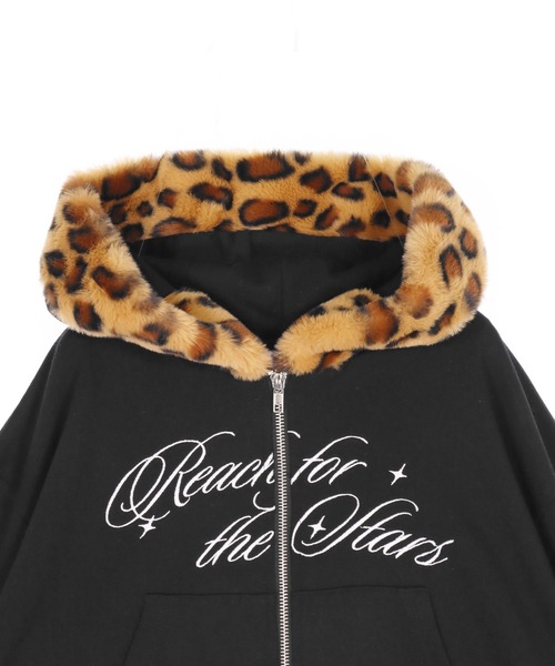 ANAP GｉRL（アナップガール）の「ヒョウ柄 ファー付 フーディー パーカー【キッズお揃い】（パーカー・キッズ・ピンク/ブラック/ライトグレー・M/S/XS）」の21枚目の写真
