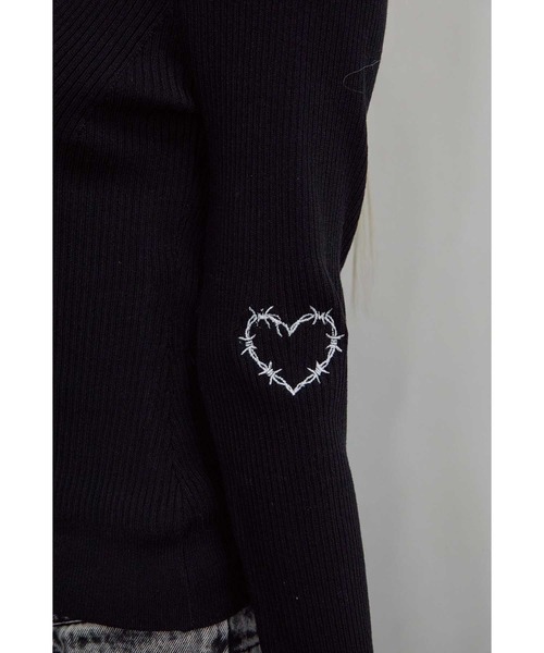 Heart Tattoo(ハートタトゥー)の「lace up lady knit / レースアップレディーニット(ニット/セーター・レディース・ブラック/ホワイト・FREE)」の5枚目の写真