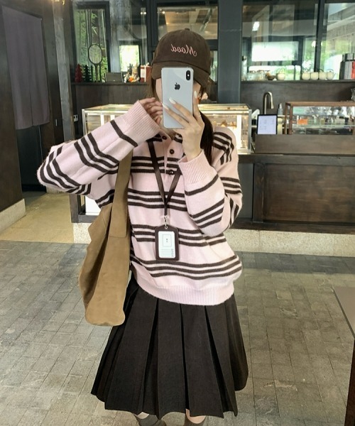 gossip!ロサンゼルス(ゴシップロサンゼルス)の「【Y2Kガーリー】レトロプリーツミディアムスカート(スカート・レディース・ブラウン・L/M/S)」の5枚目の写真