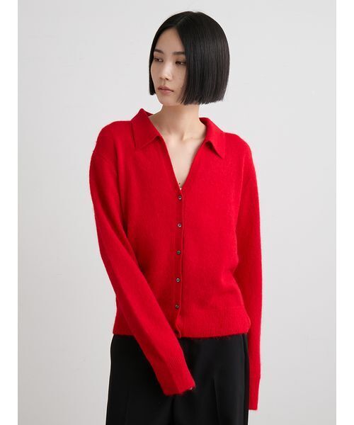 セール】アルパカ混シャツニットカーデ（カーディガン/ボレロ