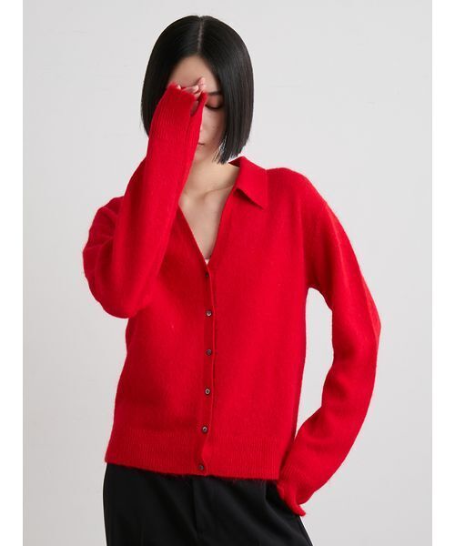 ミースロエ シャギーコンパクトカーディガン MIESROHE 赤 カーディガン