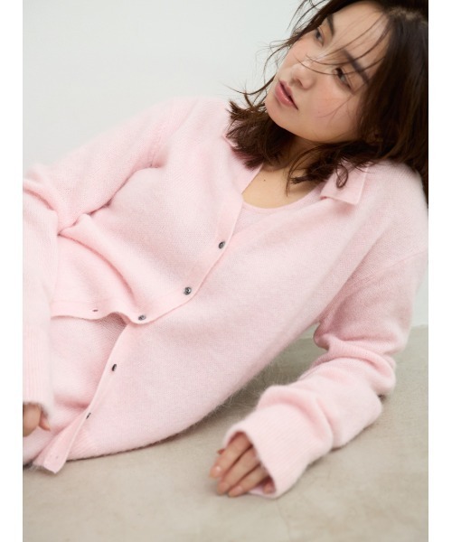 MIESROHE（ミースロエ）の「アルパカ混シャツニットカーデ（カーディガン/ボレロ・レディース・チャコールグレー/ピンク/レッド/ホワイト・F）」の3枚目の写真