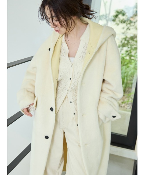 MIESROHE（ミースロエ）の「アルパカ混シャツニットカーデ（カーディガン/ボレロ・レディース・チャコールグレー/ピンク/レッド/ホワイト・F）」の5枚目の写真