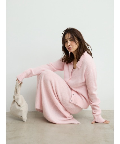 MIESROHE（ミースロエ）の「アルパカ混シャツニットカーデ（カーディガン/ボレロ・レディース・チャコールグレー/ピンク/レッド/ホワイト・F）」の10枚目の写真