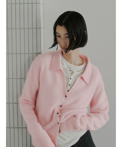 MIESROHE（ミースロエ）の「アルパカ混シャツニットカーデ（カーディガン/ボレロ・レディース・チャコールグレー/ピンク/レッド/ホワイト・F）」の12枚目の写真