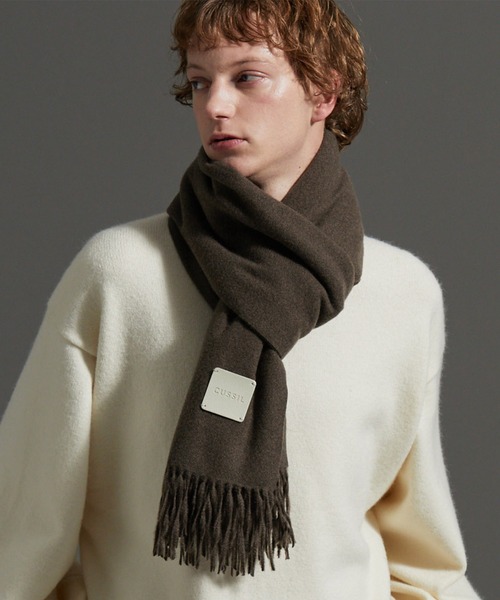 cussil（クシル）の「【cussil/クシル】カシミヤタッチベーシックルーズロングマフラー（マフラー・メンズ・モカ/ライトグレー/ブルー/クリーム/ブラック・FREE）」の3枚目の写真