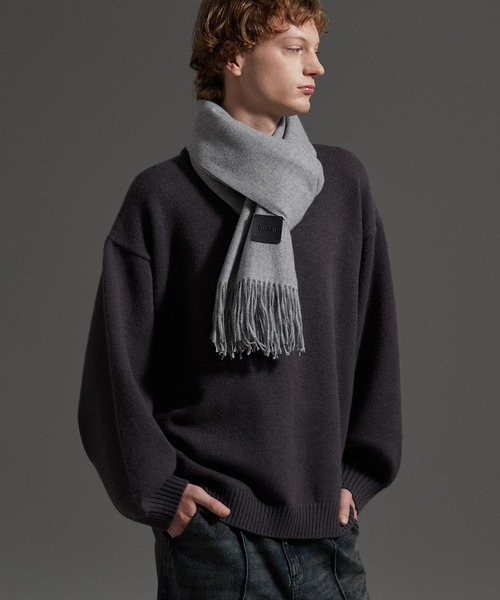 cussil（クシル）の「【cussil/クシル】カシミヤタッチベーシックルーズロングマフラー（マフラー・メンズ・モカ/ライトグレー/ブルー/クリーム/ブラック・FREE）」の17枚目の写真