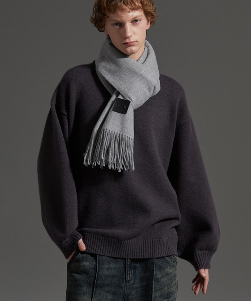 cussil（クシル）の「【cussil/クシル】カシミヤタッチベーシックルーズロングマフラー（マフラー・メンズ・モカ/ライトグレー/ブルー/クリーム/ブラック・FREE）」の16枚目の写真