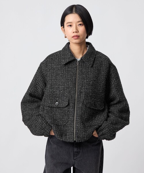 CITEN（シテン）の「＜CITEN＞ツイードブルゾン（ブルゾン・レディース・ブラック/ブラウン系・S/M）」の3枚目の写真