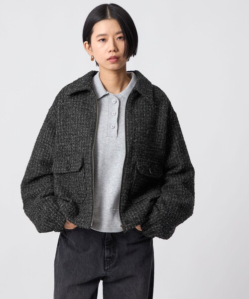 CITEN（シテン）の「＜CITEN＞ツイードブルゾン（ブルゾン・レディース・ブラック/ブラウン系・S/M）」の5枚目の写真