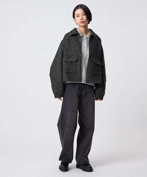 CITEN（シテン）の「＜CITEN＞ツイードブルゾン（ブルゾン・レディース・ブラック/ブラウン系・S/M）」の6枚目の写真