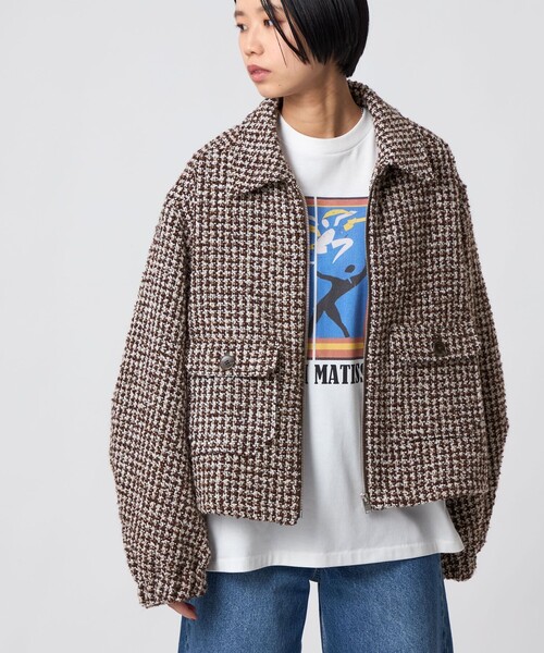 CITEN（シテン）の「＜CITEN＞ツイードブルゾン（ブルゾン・レディース・ブラック/ブラウン系・S/M）」の8枚目の写真