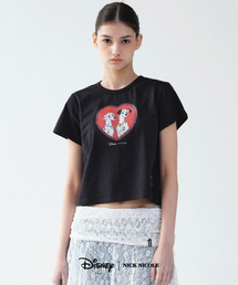 DISNEY 101 DALMATIANS LACE HEART CROP TOP_BLACK