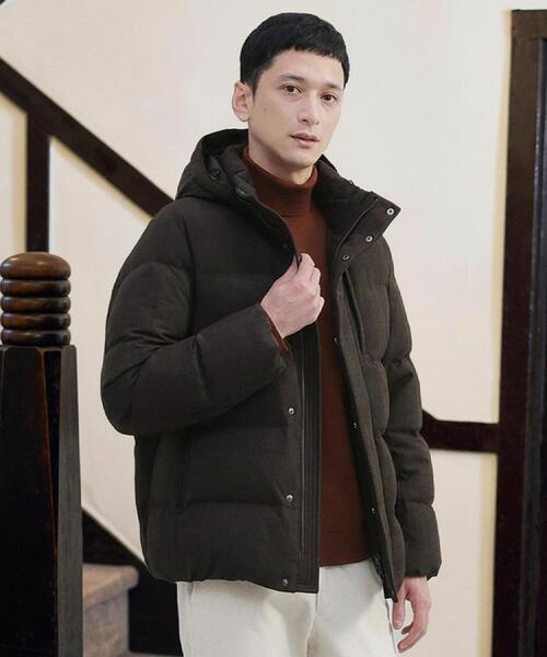 チェックダウンＪＫおよぎ様 セール】ウールライク チェック ダウン ブルゾン（ダウンジャケット