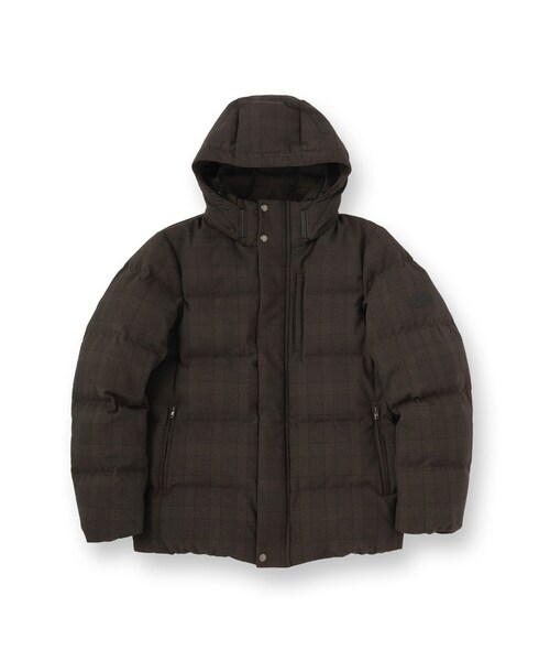 セール】ウールライク チェック ダウン ブルゾン（ダウンジャケット