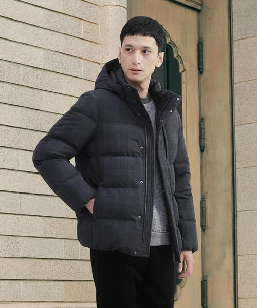 TAKEO KIKUCHI（タケオキクチ）の「ウールライク チェック ダウン ブルゾン（ダウンジャケット/コート・メンズ・チャコールグレー/ブラウン系その他2/ネイビー系1・02/03/04）」の9枚目の写真