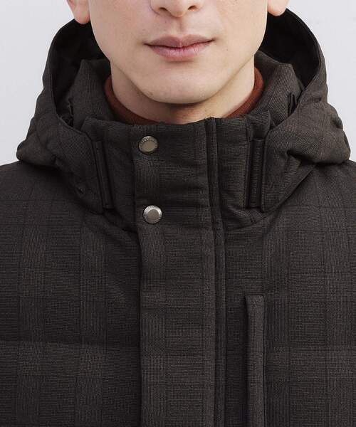 セール】ウールライク チェック ダウン ブルゾン（ダウンジャケット