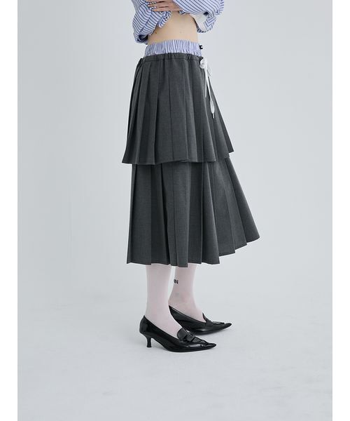 SORIN（ソリン　）の「Layered Pleated Skirt/レイヤードプリーツスカート（スカート・レディース・ブラック/ダークグレー/チェック・38）」の8枚目の写真