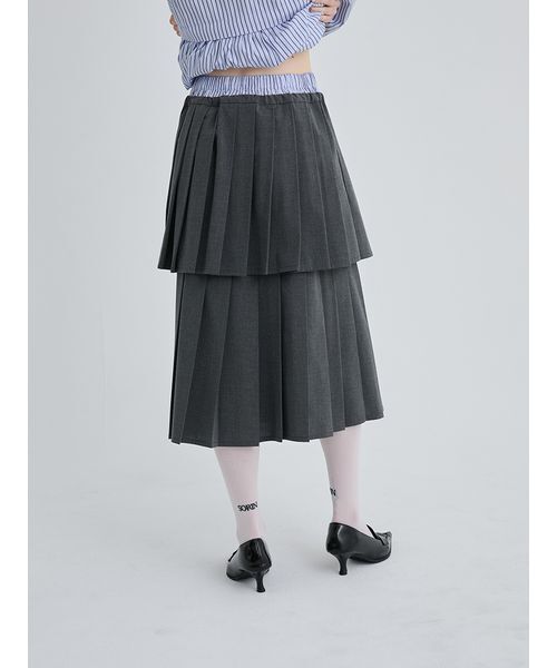 SORIN（ソリン　）の「Layered Pleated Skirt/レイヤードプリーツスカート（スカート・レディース・ブラック/ダークグレー/チェック・38）」の10枚目の写真
