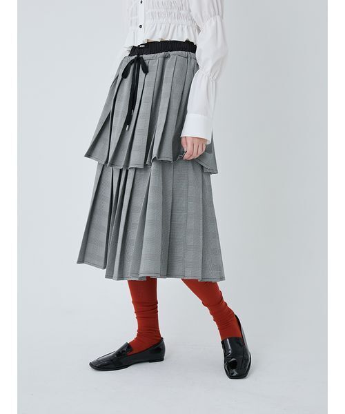 SORIN（ソリン　）の「Layered Pleated Skirt/レイヤードプリーツスカート（スカート・レディース・ブラック/ダークグレー/チェック・38）」の17枚目の写真