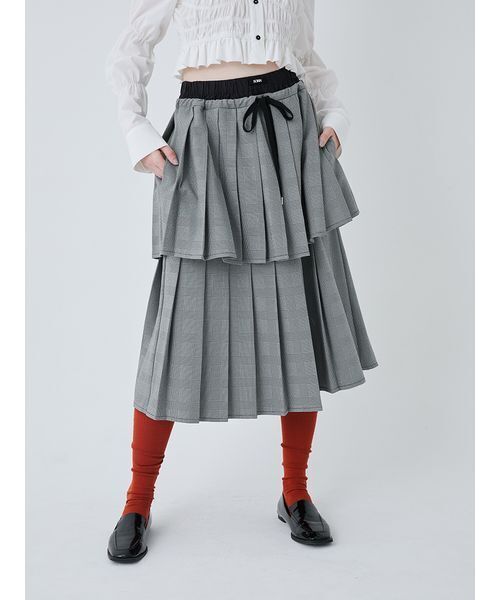 SORIN（ソリン　）の「Layered Pleated Skirt/レイヤードプリーツスカート（スカート・レディース・ブラック/ダークグレー/チェック・38）」の18枚目の写真