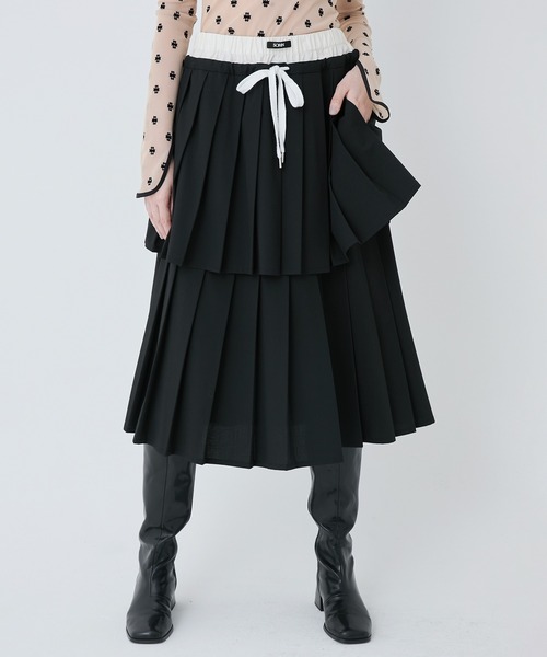 SORIN（ソリン　）の「Layered Pleated Skirt/レイヤードプリーツスカート（スカート・レディース・ブラック/ダークグレー/チェック・38）」の2枚目の写真