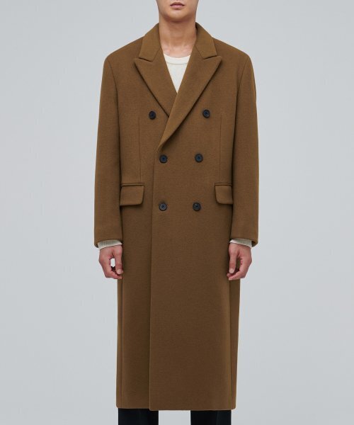MUSINSA STANDARD(ムシンサスタンダード)の「カシミアブレンドパパショルダーダブルロングコート【タンブラウン】(チェスターコート・メンズ・その他・MEDIUM/LARGE/X-LARGE/XX-LARGE)」の1枚目の写真