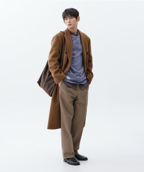 MUSINSA STANDARD(ムシンサスタンダード)の「カシミアブレンドパパショルダーダブルロングコート【タンブラウン】(チェスターコート・メンズ・その他・MEDIUM/LARGE/X-LARGE/XX-LARGE)」の5枚目の写真
