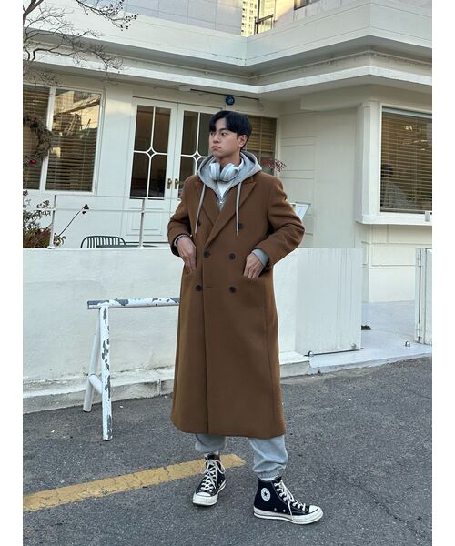 MUSINSA STANDARD(ムシンサスタンダード)の「カシミアブレンドパパショルダーダブルロングコート【タンブラウン】(チェスターコート・メンズ・その他・MEDIUM/LARGE/X-LARGE/XX-LARGE)」の9枚目の写真
