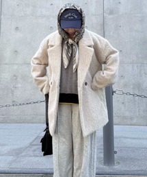 AS KNOW AS plus | ♪ダブルにゆるっとビッグサイズ シャギージャケットコート(テーラードジャケット)