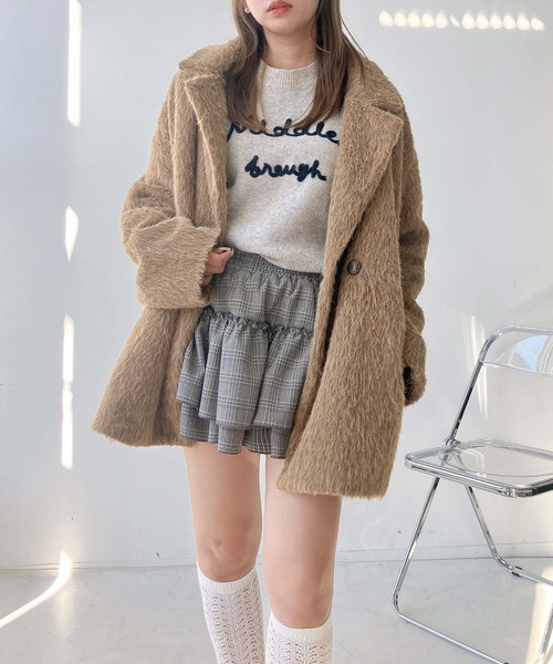 AS KNOW AS plus（アズノゥアズプラス）の「♪ダブルにゆるっとビッグサイズ シャギージャケットコート（テーラードジャケット・レディース・チャコールグレー/グレイッシュベージュ/キャメル・FREE）」の20枚目の写真