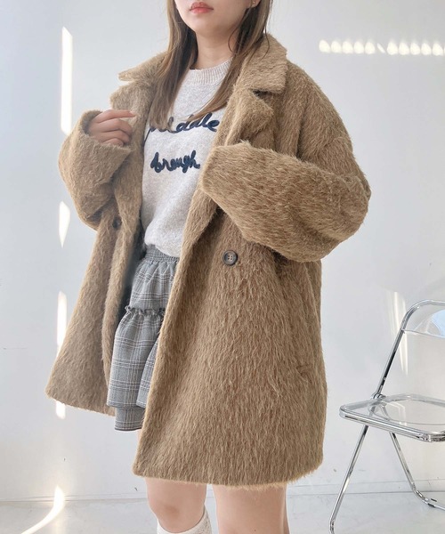 セール】♪ダブルにゆるっとビッグサイズ シャギージャケットコート