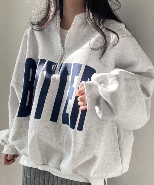 SHEPP(シープ)の「裏起毛フロントプリントハーフジップスウェット(スウェット・レディース・イエロー/グレー/ブルー・L/M)」の4枚目の写真