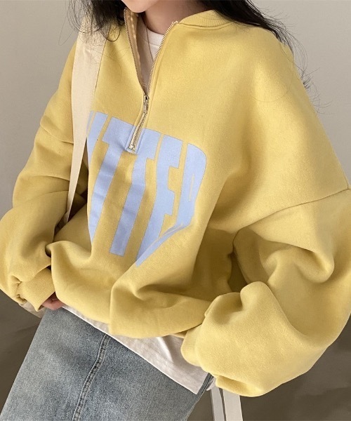 SHEPP(シープ)の「裏起毛フロントプリントハーフジップスウェット(スウェット・レディース・イエロー/グレー/ブルー・L/M)」の5枚目の写真
