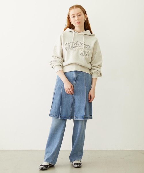 MILKFED.（ミルクフェド）の「STITCHED LOGO SHORT HOODIE（パーカー・レディース・ライトブルー/ネイビー/オートミール・M/S）」の5枚目の写真