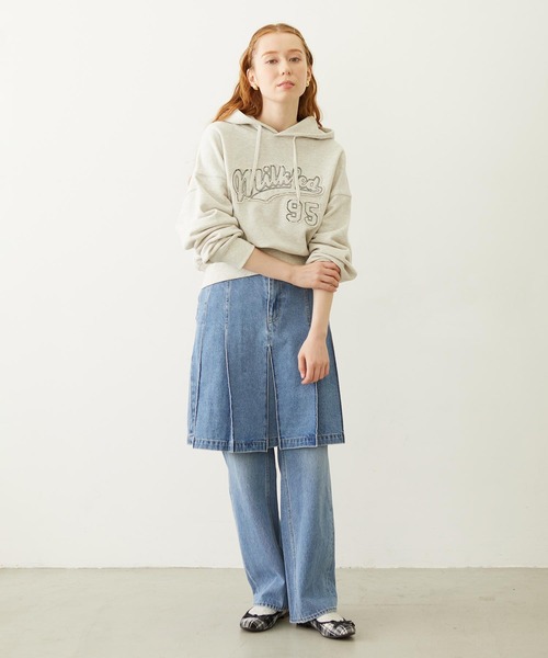 MILKFED.（ミルクフェド）の「STITCHED LOGO SHORT HOODIE（パーカー・レディース・ライトブルー/ネイビー/オートミール・M/S）」の6枚目の写真