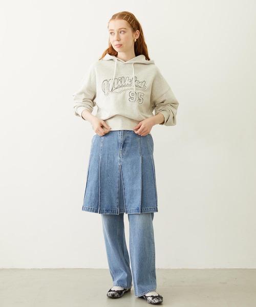 MILKFED.（ミルクフェド）の「STITCHED LOGO SHORT HOODIE（パーカー・レディース・ライトブルー/ネイビー/オートミール・M/S）」の7枚目の写真