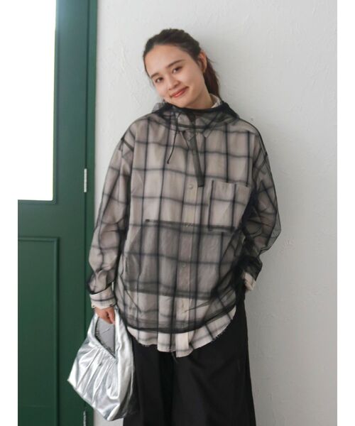 Ungrid（アングリッド）の「フードデザインチュールトップス（その他トップス・レディース・ブラック/オフホワイト/オレンジ・FREE）」の2枚目の写真