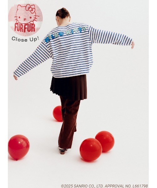 FURFUR（ファーファー）の「HELLO KITTYボーダーカットソー（Tシャツ/カットソー・レディース・ブラック/ホワイト/ピンク・F）」の2枚目の写真