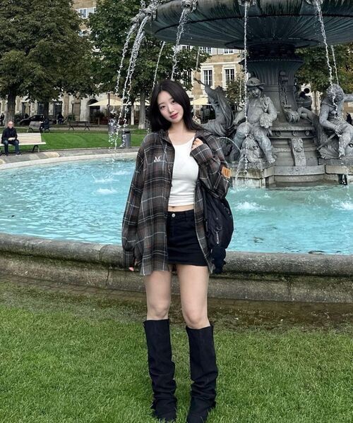 MUCENT(ムセント)の「ロースターポケットチェックシャツ(成人男女共用)(シャツ/ブラウス・レディース・ブラウン・FREE)」の9枚目の写真