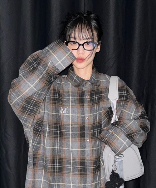 MUCENT(ムセント)の「ロースターポケットチェックシャツ(成人男女共用)(シャツ/ブラウス・レディース・ブラウン・FREE)」の14枚目の写真