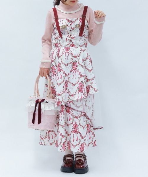 axes femme(アクシーズファム)の「バイカラーフリルローズニット(ニット/セーター・レディース・ホワイト/ピンク/ミント/レッド/ダークブラウン・FREE)」の16枚目の写真