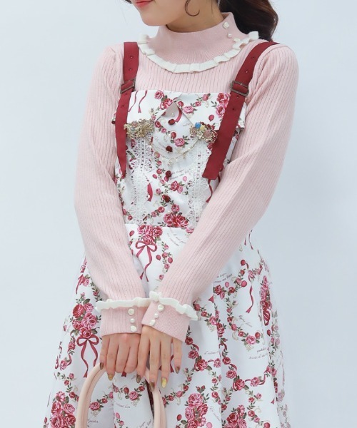 axes femme(アクシーズファム)の「バイカラーフリルローズニット(ニット/セーター・レディース・ホワイト/ピンク/ミント/レッド/ダークブラウン・FREE)」の18枚目の写真