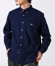 GLOSTER | 【定番フレブルシリーズ】フレンチブルドッグ刺繍 ボタンダウンネルシャツ(シャツ/ブラウス)