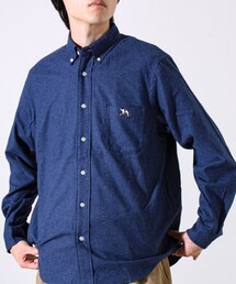 GLOSTER | 【定番フレブルシリーズ】フレンチブルドッグ刺繍 ボタンダウンネルシャツ(シャツ/ブラウス)