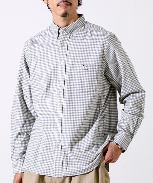 GLOSTER（グロスター）の「【定番フレブルシリーズ】フレンチブルドッグ刺繍 ボタンダウンネルシャツ（シャツ/ブラウス・メンズ・ブラウン系その他/グレー系その他/ブルー/ネイビー/グリーン系その他・S/M/L）」の7枚目の写真