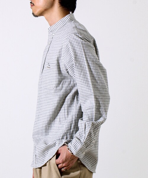 GLOSTER（グロスター）の「【定番フレブルシリーズ】フレンチブルドッグ刺繍 ボタンダウンネルシャツ（シャツ/ブラウス・メンズ・ブラウン系その他/グレー系その他/ブルー/ネイビー/グリーン系その他・S/M/L）」の8枚目の写真