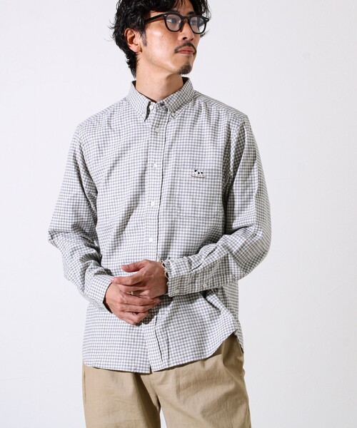 GLOSTER（グロスター）の「【定番フレブルシリーズ】フレンチブルドッグ刺繍 ボタンダウンネルシャツ（シャツ/ブラウス・メンズ・ブラウン系その他/グレー系その他/ブルー/ネイビー/グリーン系その他・S/M/L）」の11枚目の写真